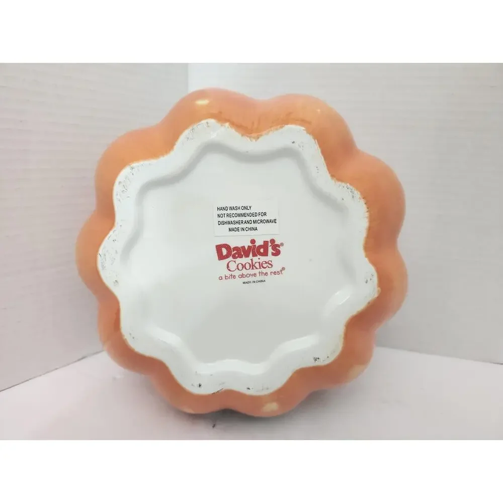David's Cookies Halloween Pumpkin Ceramic Cookie Jar Jack O Lantern 2 Sided